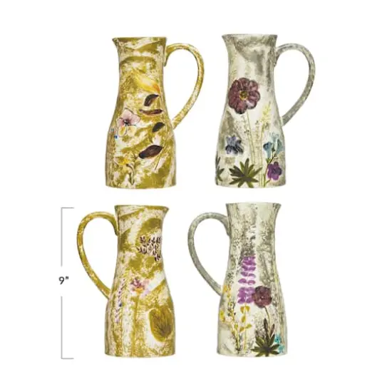 Hello Honey® 36oz. Hand-Painted Debossed Florals Stoneware Pitcher Set {1}