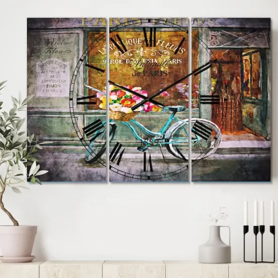 Designart 'Paris French Flowershop Traditional Multipanel Wall Clock {3}