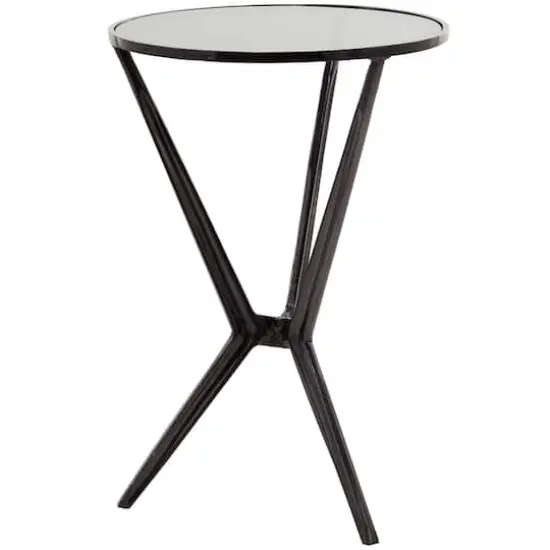 Black Aluminum Hourglass Shaped Stand Accent Table with Clear Glass Top 16" x 16" x 24" {3}