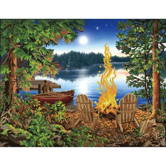 Diamond Dotz® Advanced Lakeside Red Canoe Diamond Painting Kit {5}