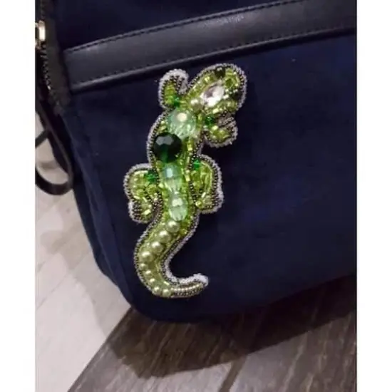 Crystal Art Beadwork Kit For Creating Broоch Lizard {7}