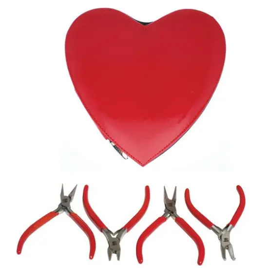 The Beadsmith&reg; 4 Piece Pliers Set in Heart Case {1}