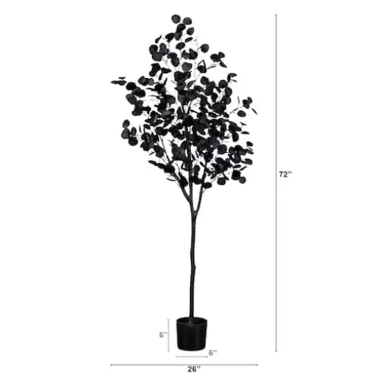 6ft. Artificial Halloween Black Eucalyptus Tree {3}