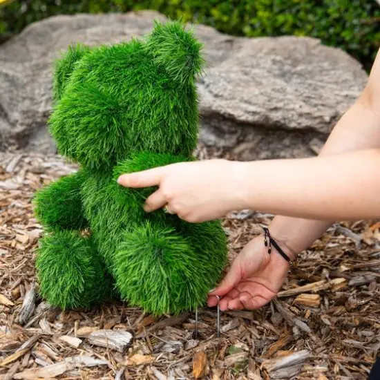 14in. UV Resistant Artificial Grass Garden Plush Topiary Bear (Indoor/Outdoor) {6}