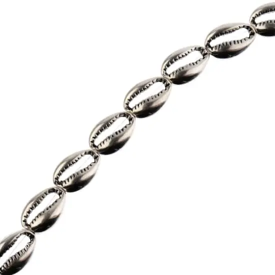 John Bead Antique Silver Metal Cowrie Beads, 16mm {1}