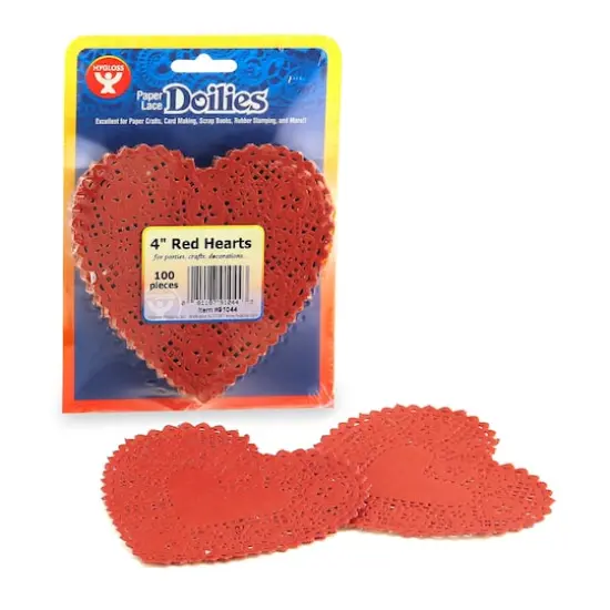 Hygloss&reg; 4" Red Heart Doilies, 3 Packs of 100 {3}