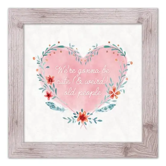 Cute Weird Old People Heart Western White Framed Print {1}