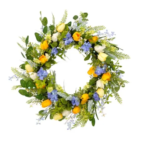 30'' Multicolored Tulip Floral Spring Wreath {1}