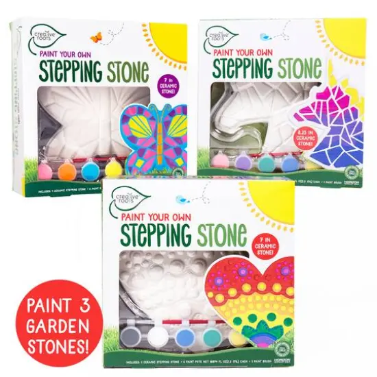 Creative Roots&reg; Paint Your Own Stepping Stones Multipack with Butterfly, Unicorn & Heart Stepping Stones {1}