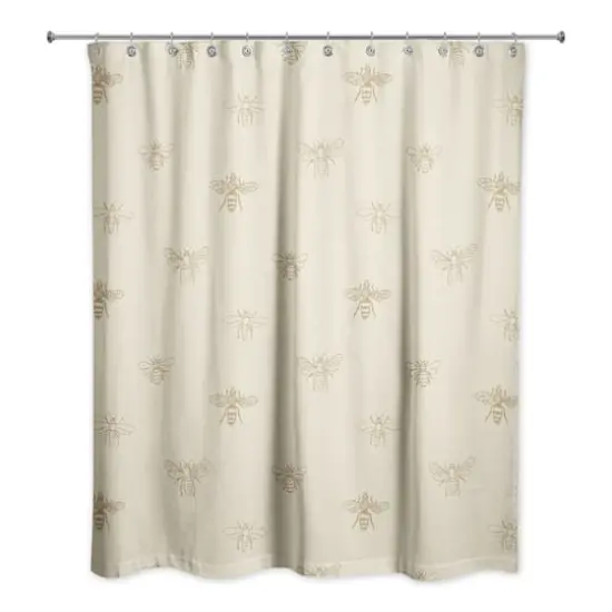 Delicate Bee Fabric Shower Curtain, 71" x 74" Yellow {1}