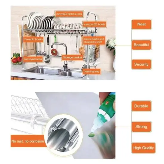 NEX&trade; Stainless Steel Single Layer Adjustable Dish Rack {4}