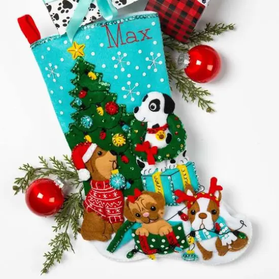 Bucilla&reg; Christmas Dogs Felt Stocking Kit {3}
