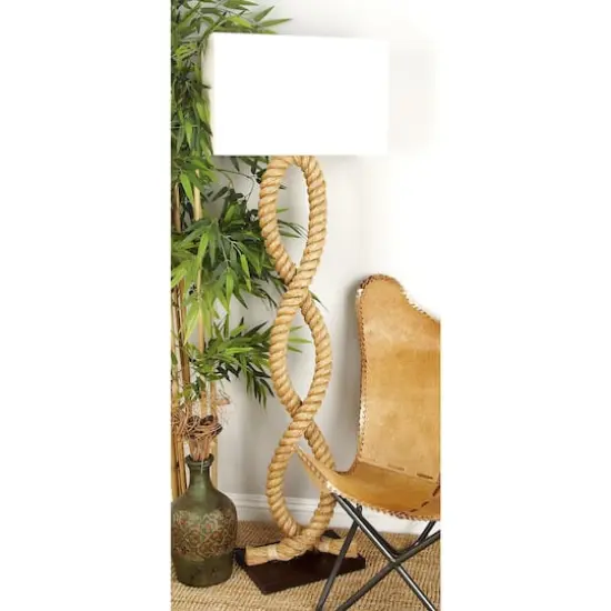 Brown Jute Rope and Iron Rustic Floor Lamp, 63" x 20" x 9" {9}