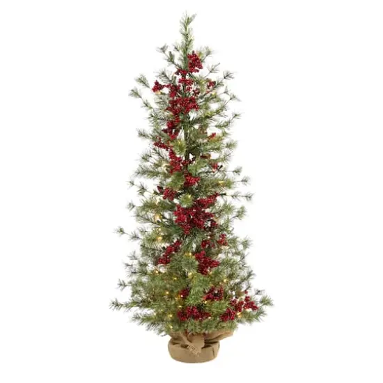 4ft. Pre-Lit Berry & Pine Artificial Christmas Tree, Warm White Lights {1}