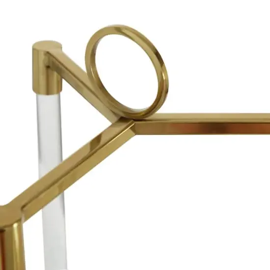 Gold Stainless Steel Contemporary Lantern, 23" x 11" x 11" {5}