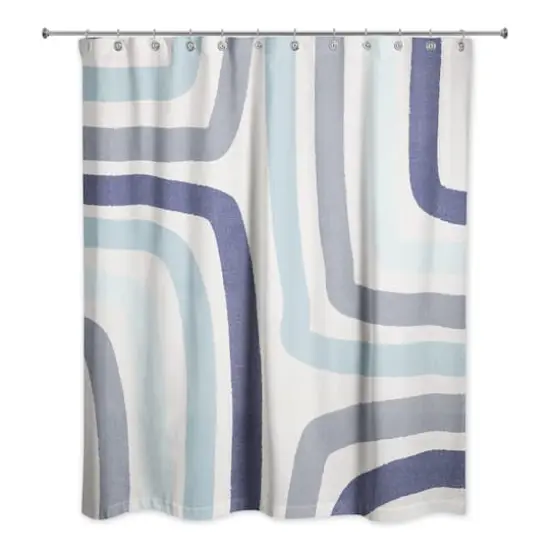 Abstract Blue Stripes Shower Curtain {1}