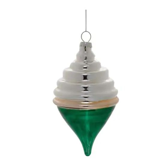 Green Two-Tone Tiered Glass Ornaments Set {5}