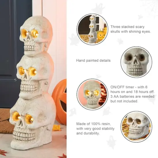 Glitzhome&reg; 25.5" Lighted Halloween Skull Porch D&eacute;cor with Timer {6}