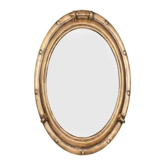 Hello Honey&reg; 22" Round Porthole Framed Wall Mirror Gold {1}