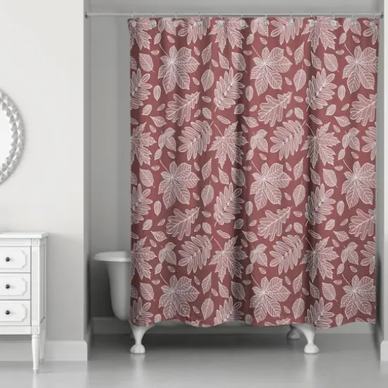 Leaves Shower Curtain Maroon {1}