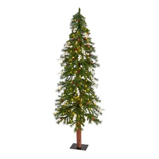 6ft. Pre-Lit Alpine Artificial Christmas Tree, Warm White LED Lights {1}