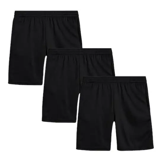 Galaxy by Harvic Boys Active Mesh Basketball Shorts 3 Pack Black {1}