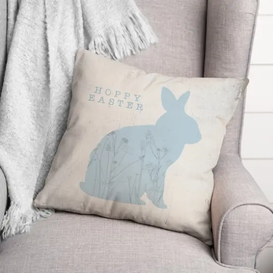 Hoppy Easter Bunny Flowers 18" x 18" Indoor / Outdoor Pillow {4}