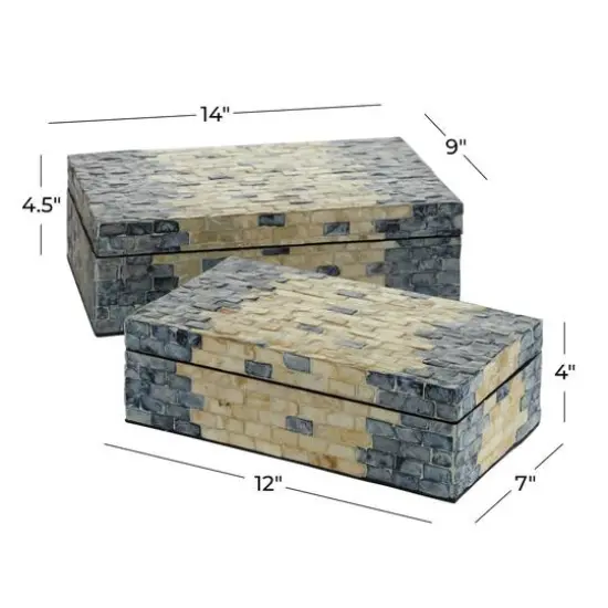 Tan & Blue Wood Coastal Box Set {6}