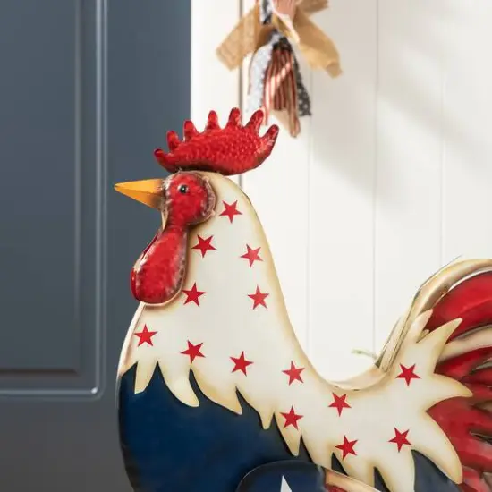 Glitzhome&reg; 21" Metal Patriotic Rooster Porch D&eacute;cor {6}