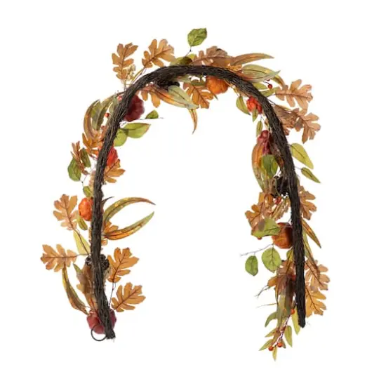 Glitzhome&reg; 72" Fall Pumpkin Leaf Floral Garland {8}