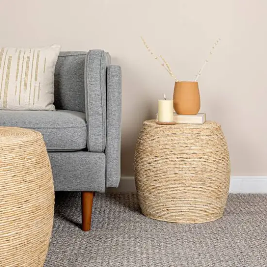Hello Honey&reg; 17" Natural Corn Rope Round Accent Table {3}