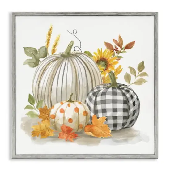 Stupell Industries Patterned Pumpkins Autumn Harvest Framed Giclee Art Gray {1}
