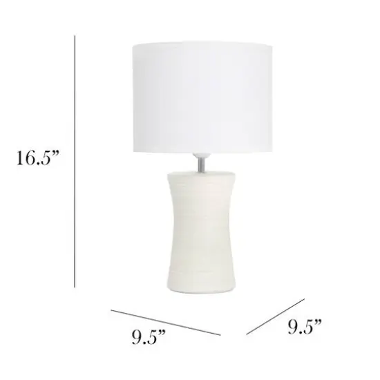 Simple Designs White Shade Ceramic Hourglass Table Lamp Off White {4}