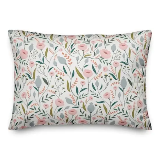 Pastel Floral Pattern Throw Pillow {1}