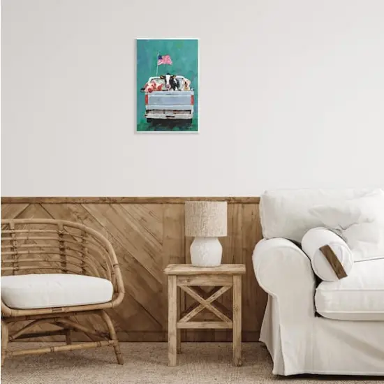 Stupell Industries Farm Animals Pickup Truck Waving American Flag Wall Plaque Art {3}