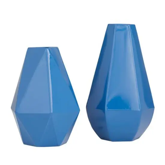 CosmoLiving by Cosmopolitan Blue Iron Contemporary Vase, 12" x 10" {7}