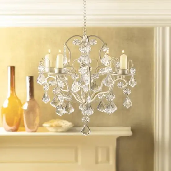15" Ivory Baroque Candle Chandelier {4}