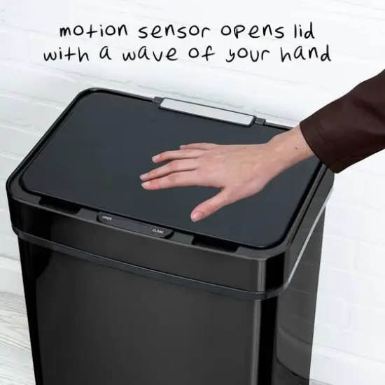 Honey Can Do 50L Black Stainless Steel Trash Can w/ Motion Sensor {12}