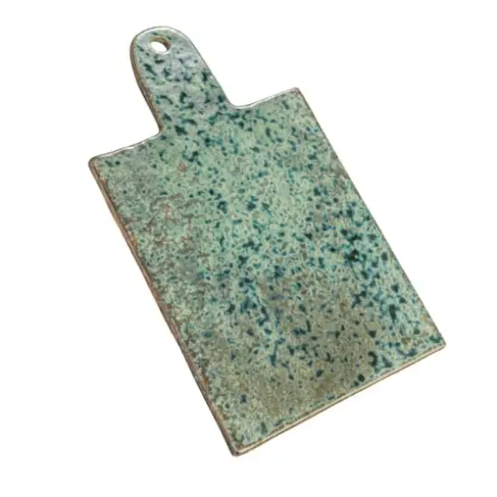 Hello Honey&reg; 13.75" Green Matte Stoneware Cheese Board with Leather Tie {1}