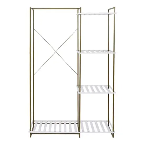 Honey Can Do Olive & White Freestanding Open Metal Closet Wardrobe {6}