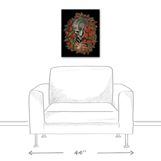 Skeleton Profile in Roses Canvas Wall Art {6}