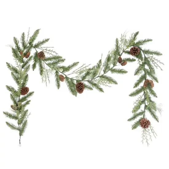9ft. Green Cypress Spring Garland with Pinecones {1}