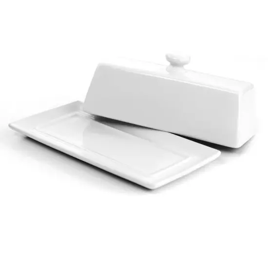 Martha Stewart White Ceramic Butter Dish with Lid {5}