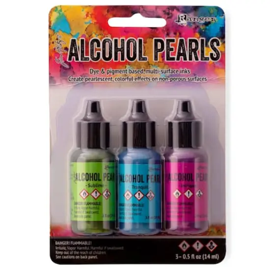 Ranger Tim Holtz&reg; Alcohol Pearl Ink Kit Tranquil/Intrigue/Sublime {8}