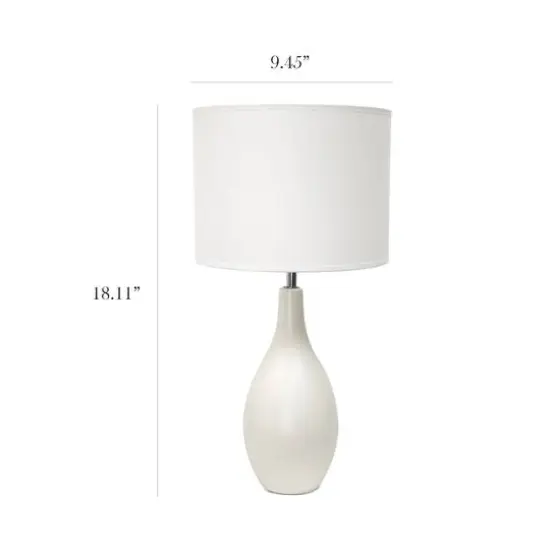Simple Designs Oval Bowling Pin Base Ceramic Table Lamp Off White {4}
