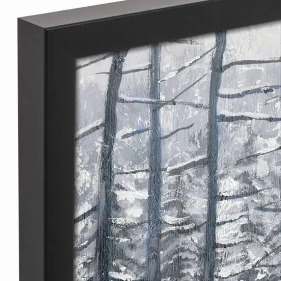 Painted Winter Cottage Black Framed Canvas Wall Art {4}