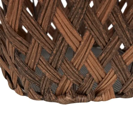 21" Bronze Plastic Rattan Geometric Woven Storage Basket {6}
