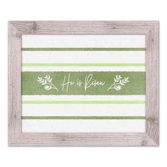 He Is Risen Green Stripes 2 16" x 20" Western White Framed Print {1}