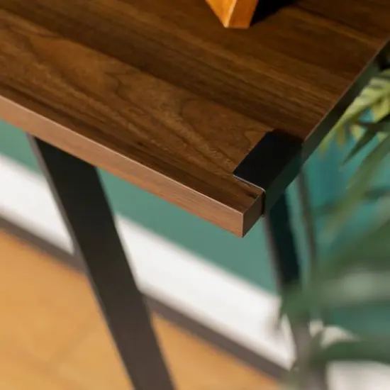 Walker Edison Dark Walnut Faux Wrap Modern Industrial Entry Table {5}