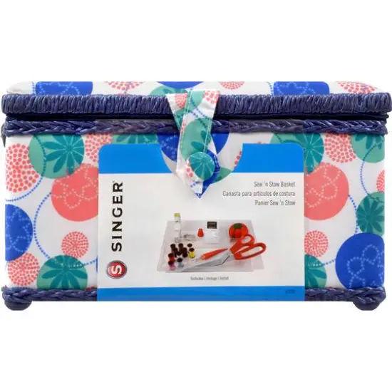 SINGER&reg; Large Florence Floral Print Sewing Basket with Sewing Kit {5}